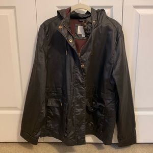Short Dark Brown Hooded  Zip Up Jacket